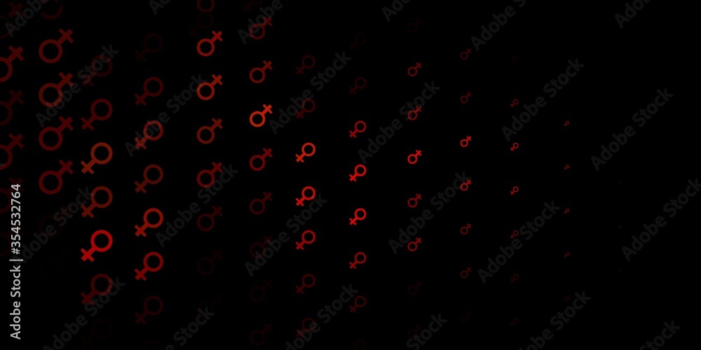 Dark Green, Yellow vector texture with women's rights symbols.