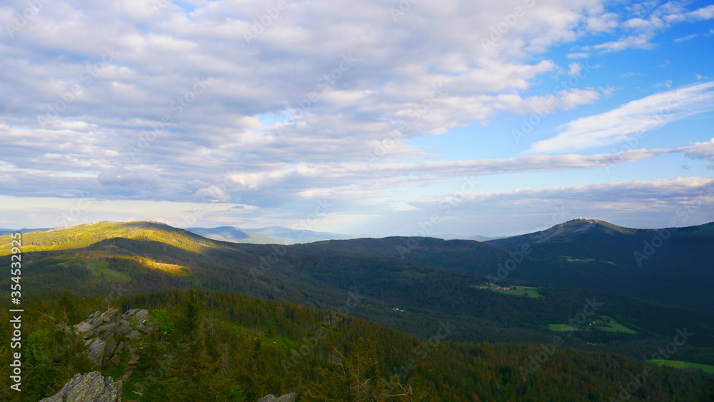 Kleiner Osser, Deutschland / Tschechien: Panorama auf den Bayerischen Wald um den großen Arber