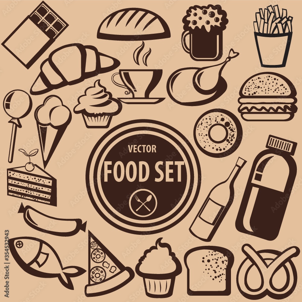 Collection of food icons Collection of food icons