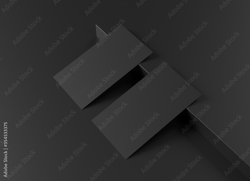 Two black US business card Mockup on black background. 3D rendering Stock  Illustration | Adobe Stock