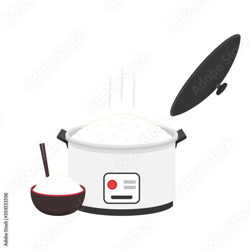 Rice cooker on white background. Rice cooker cartoon vector. symbol. 