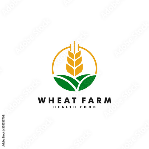 Wheat farm logo design, Agriculture icon logotype vector illustration