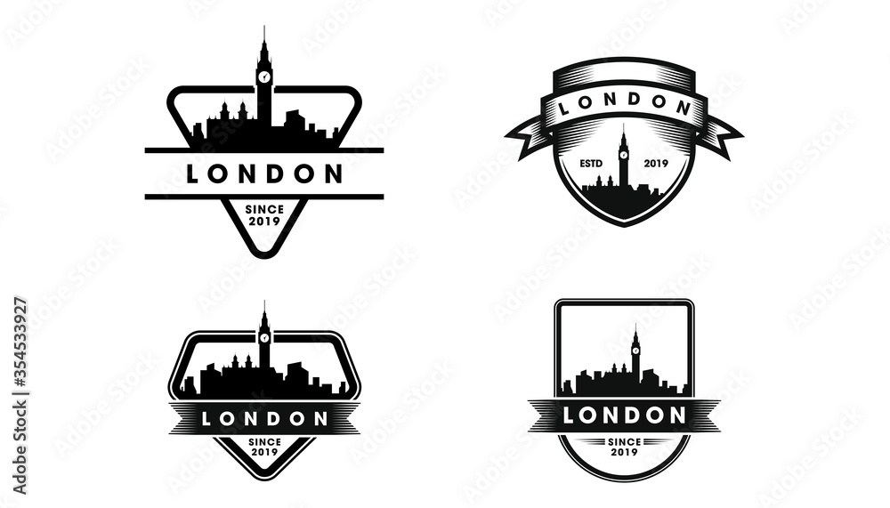 London Badge Logo. London skyline and landmarks silhouette vector London Badge Logo. London skyline and landmarks silhouette vector
