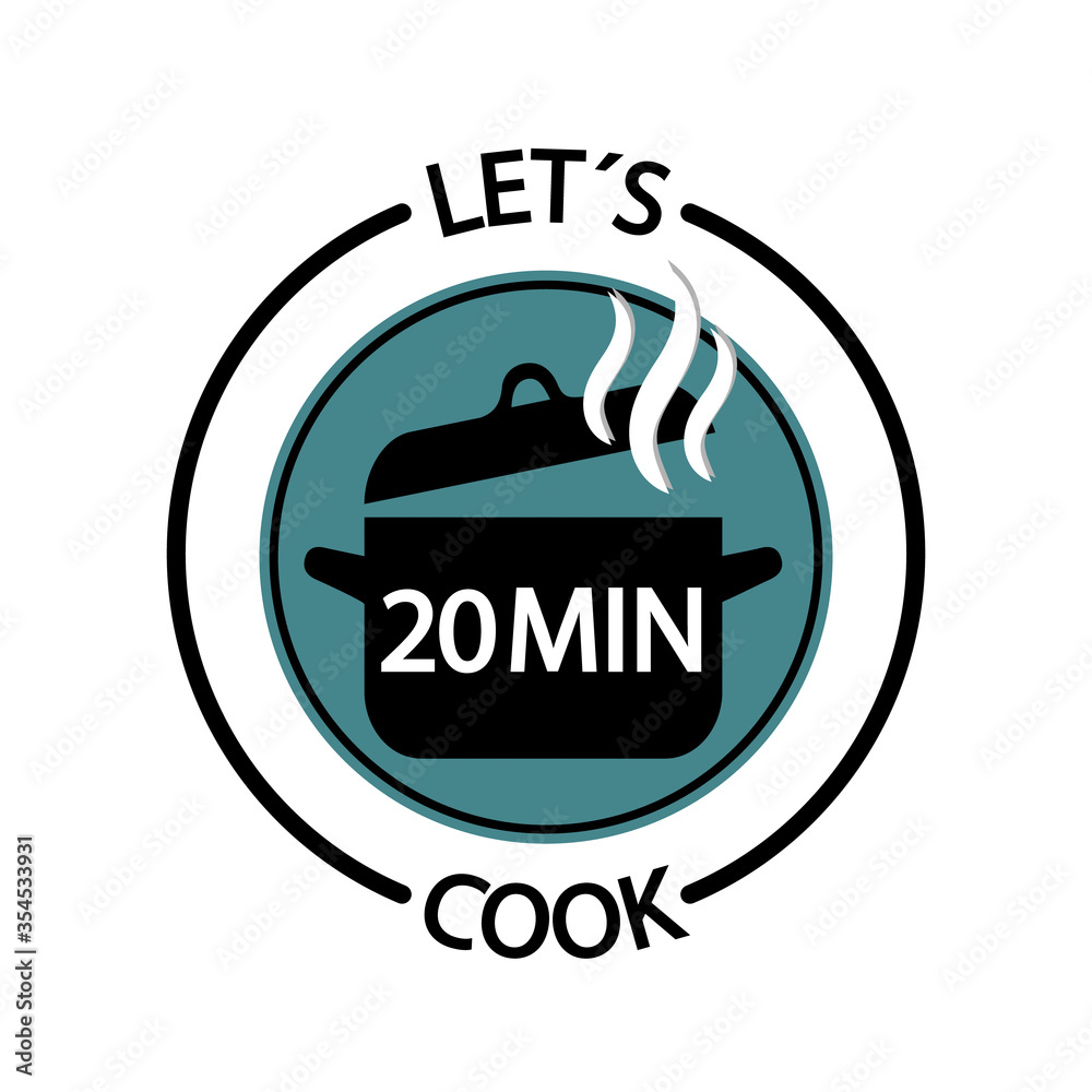 Fototapeta Cooking Time Icon - 20 Minutes Vector Button Food Concept - Rest