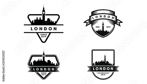 London Badge Logo. London skyline and landmarks silhouette vector