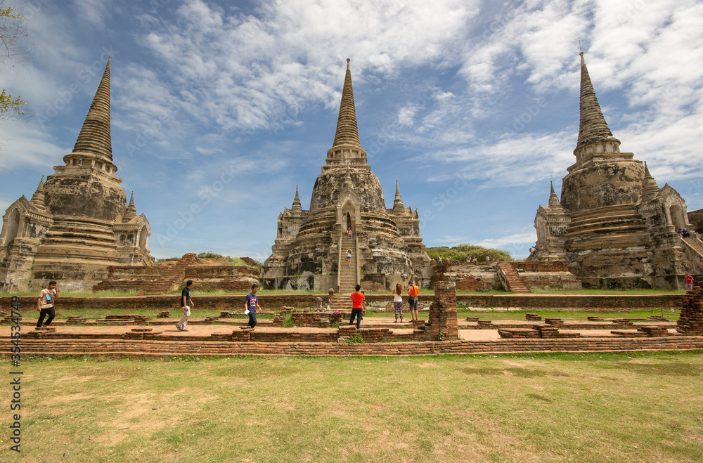 Ayutthaya, Thailand - August 23th 2015: Ayutthaya is the former capital of Phra Nakhon Si Ayutthaya province in Thailand. In 1767, the city was destroyed by the Burmese army.