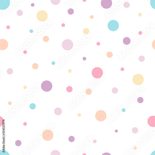 Polka Dots Seamless Pattern with Pastel Color. Dot Shapes Background. Can used for gift paper, invitation card for kids, Wallpaper Interior, Book cover, etc - EPS 10 Vector