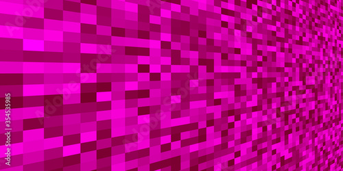 Abstract violet pixel texture background in perspective. Digital technology motion banner. Horizontal digital pink square pixel pattern. Vector Data mosaic illustration. Bright techno wallpaper.