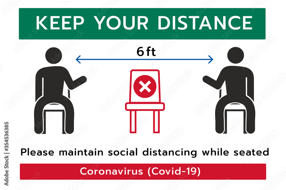 Keep your Distance sign,Social distancing,Please do not sit here to