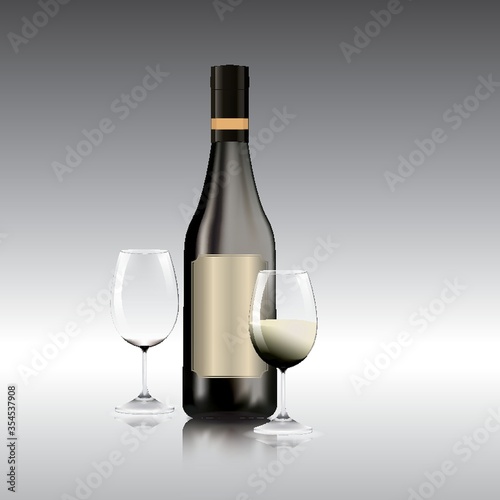 Wine bottle and glasses