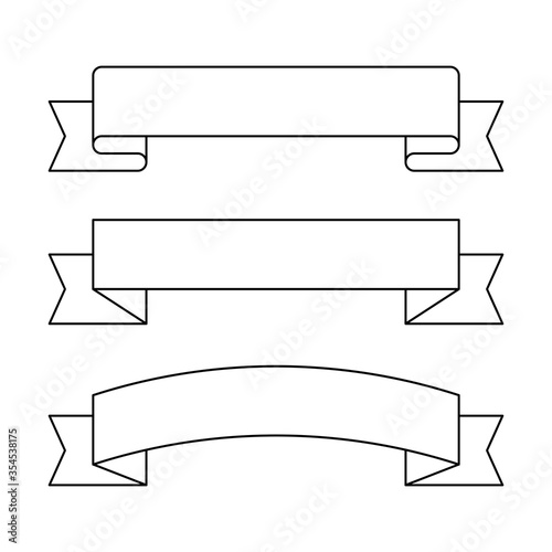 Set of trendy flat geometric shape vector banners with retro line design style. ribbon bundle set template