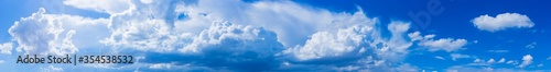 Panorama blue sky background with tiny clouds.