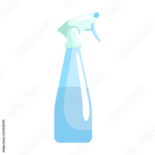 Sprayer blue design for atomizer room plants on background white. Spray bottle in style flat
