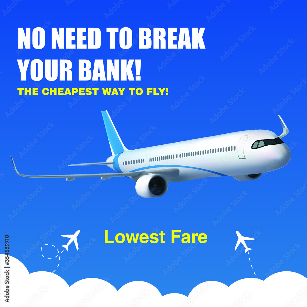 Airline Cheap Flight Ticket Booking Template for Promotional Advertising