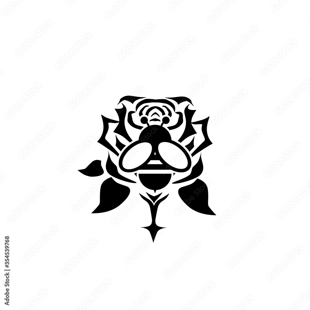 Simple illustration of bee on flower icon for web isolated on white background Simple illustration of bee on flower icon for web isolated on white background