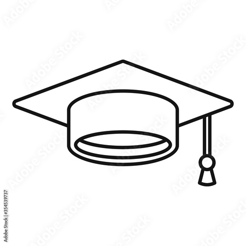 Graduation hat icon. Outline graduation hat vector icon for web design isolated on white background