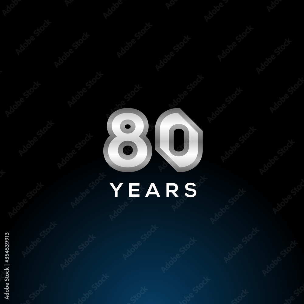 80 Years Anniversary White Number Vector Design