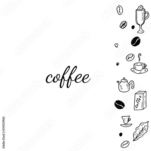 coffee set doodle, banner 7