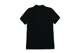 Black Polo isolated on white background. Mocap top unisex clothing or corporate uniform for woman, man, teenager, child
