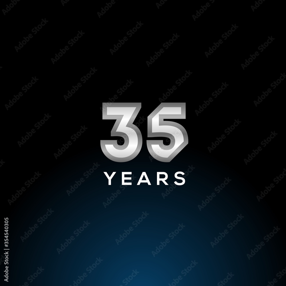 35 Years Anniversary White Number Vector Design