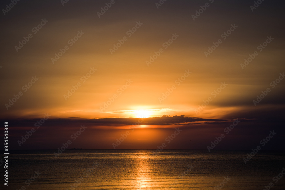 seascape with sunset and clouds view