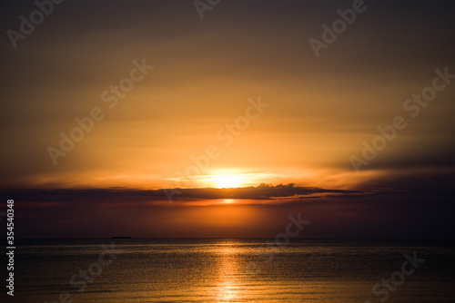 seascape with sunset and clouds view