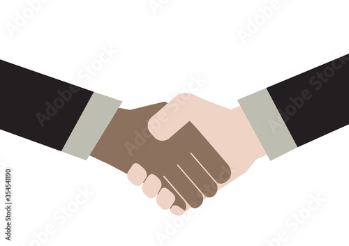 black and white man in suit make a deal and peace together vector