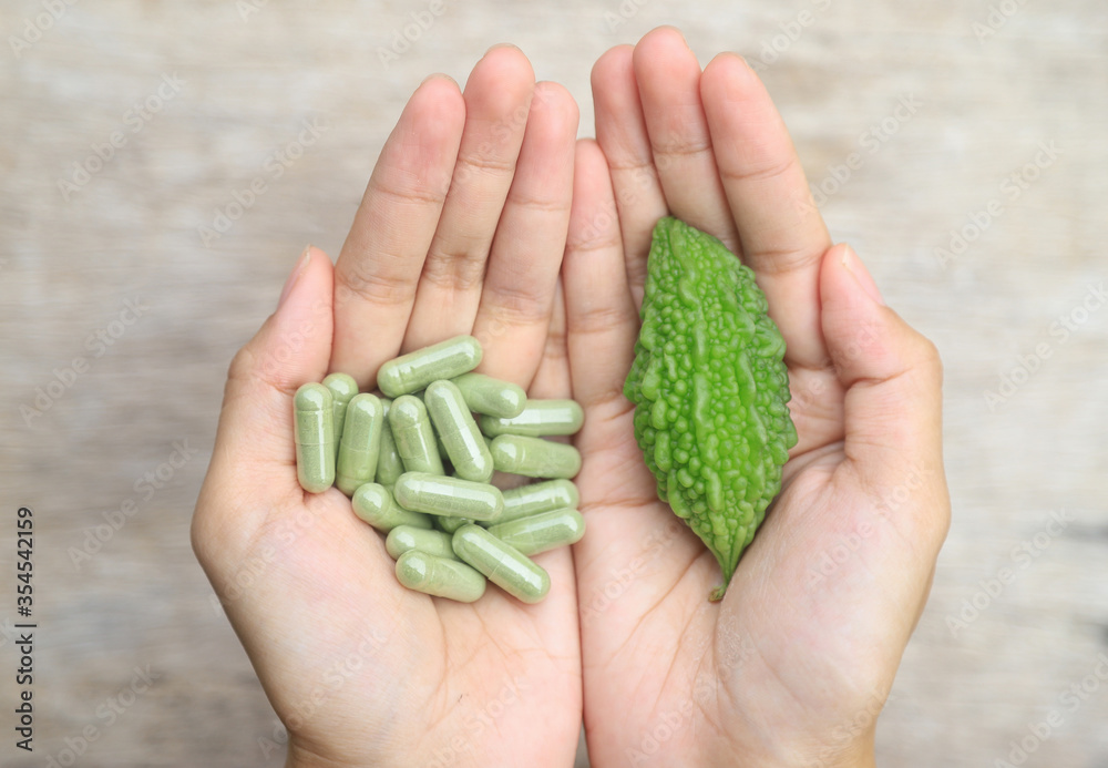hand hold capsule from organic herb in nature for healthy eating hand hold capsule from organic herb in nature for healthy eating