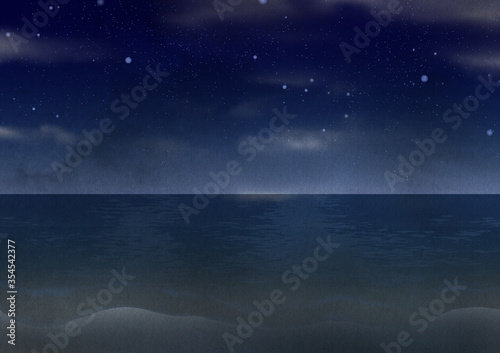 夜の海背景 © イロイロ