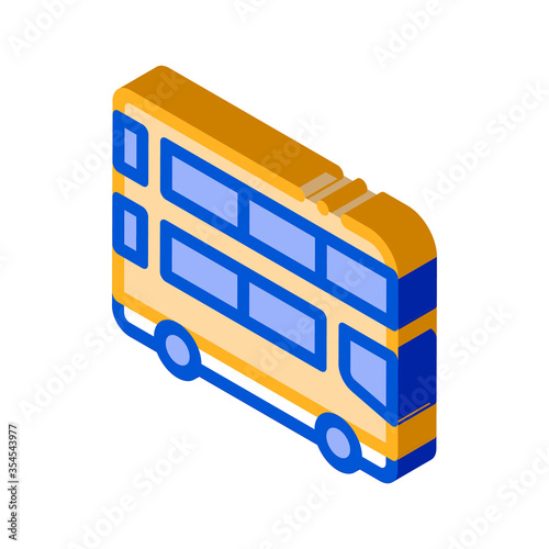 Public Transport Double-decker Bus vector isometric sign. color isolated symbol illustration