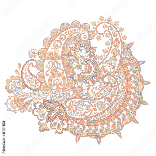 Paisley Damask pattern with floral elements.