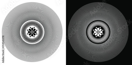 Motion Mandala isolated on Black and white background
