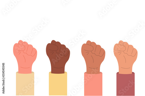 Holding hands in protest. Black lives matter. Equality for races. Human rights. Rebel, environment manifestation.