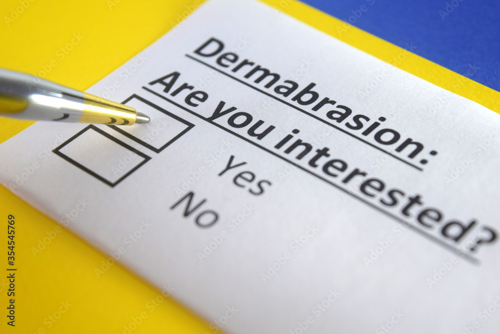Fototapeta premium One person is answering question about dermabrasion.