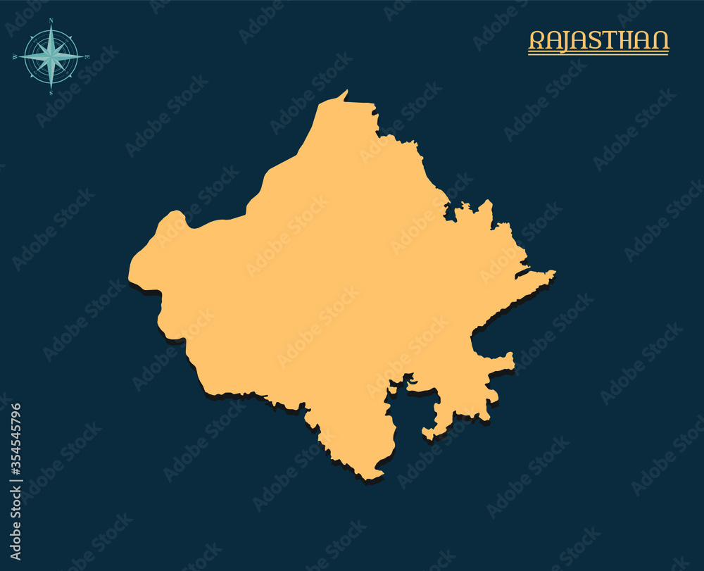 State Of Rajasthan Map Modern Map Of Rajasthan , India State Map Rajasthan , Indian State  Infographics Stock Vector | Adobe Stock
