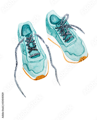 Sports shoes watercolor style illustration isolated on white background