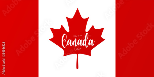Canada day background. July 1st national holiday. Banner or advertising poster. Canadian flag with maple leaf. Vector illustration.