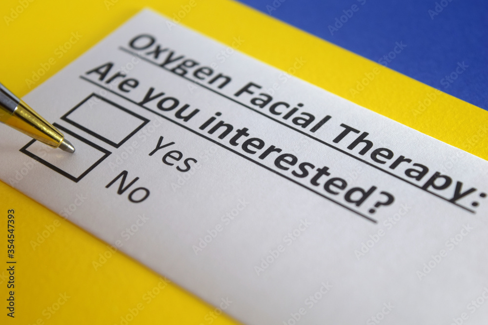 One person is answering question about oxygen facial therapy. One person is answering question about oxygen facial therapy.