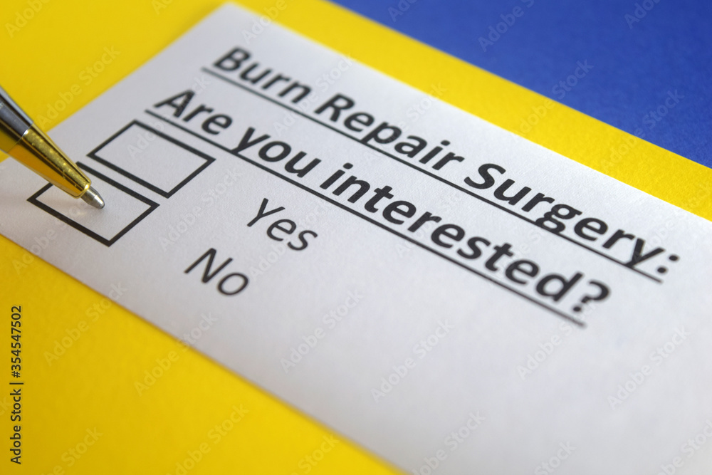 One person is answering question about burn repair surgery. One person is answering question about burn repair surgery.