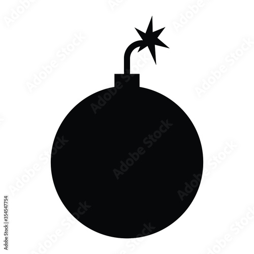 Round Bomb Black and White Icon Illustration Pictogram EPS Vector