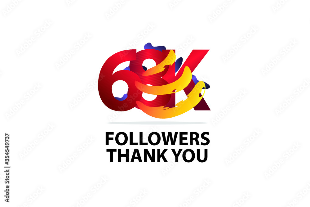 68K,68.000 Followers Thank you logo Sign Ribbon Gold space Red and Blue, Yellow number vector illustration for social media, internet - vector 68K,68.000 Followers Thank you logo Sign Ribbon Gold space Red and Blue, Yellow number vector illustration for social media, internet - vector