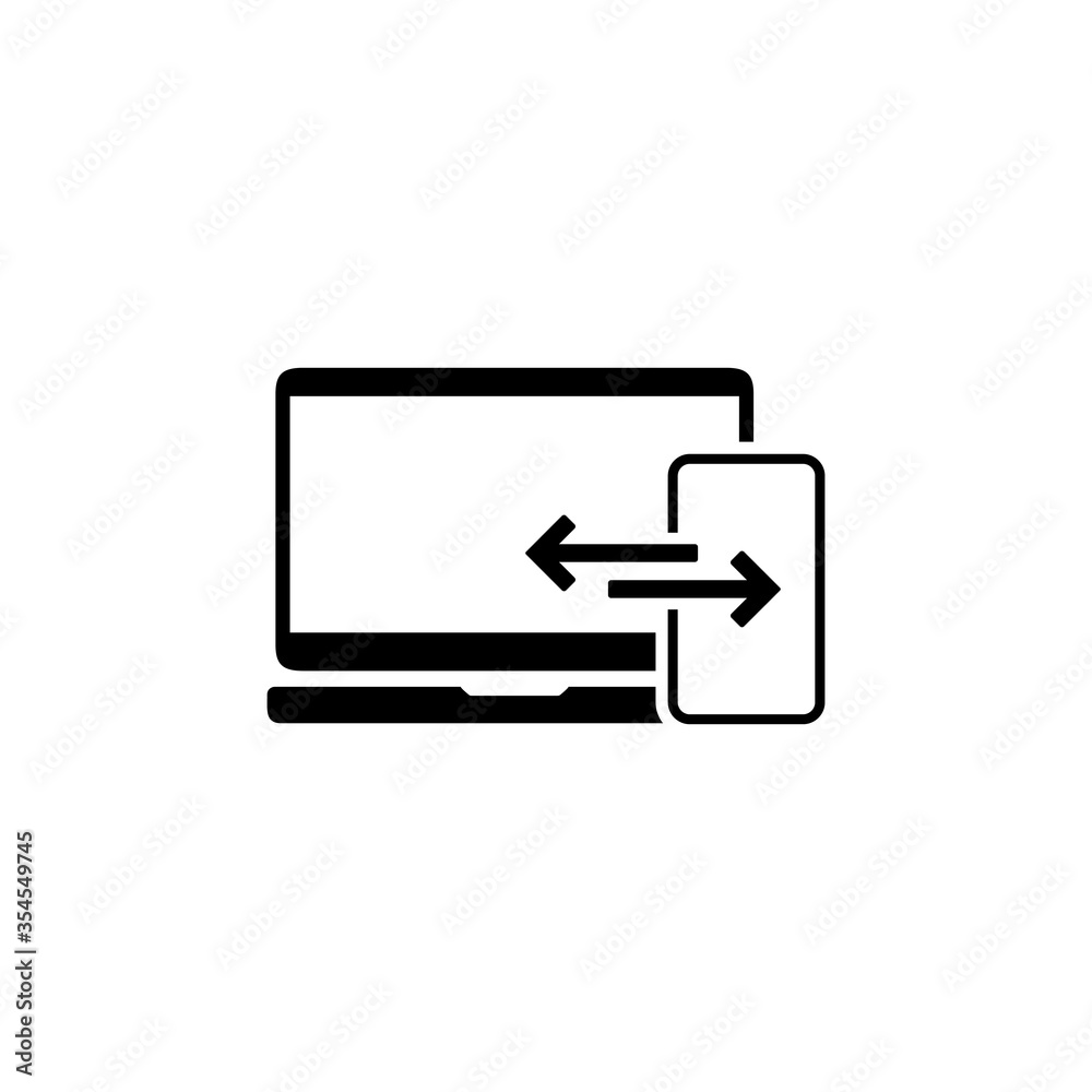 Synchronization. Smartphone, laptop icon. Sync, transfer concept. Eps 10 vector Synchronization. Smartphone, laptop icon. Sync, transfer concept. Eps 10 vector