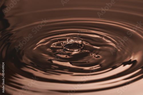 Splash of melted chocolate with drop, closeup