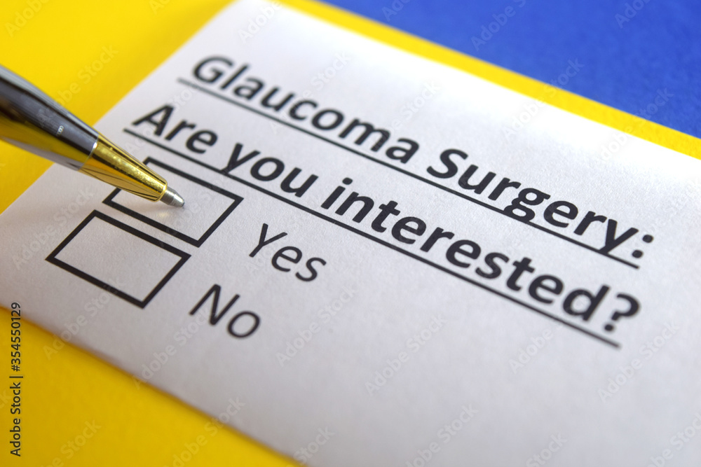 One person is answering question about glaucoma surgery. One person is answering question about glaucoma surgery.