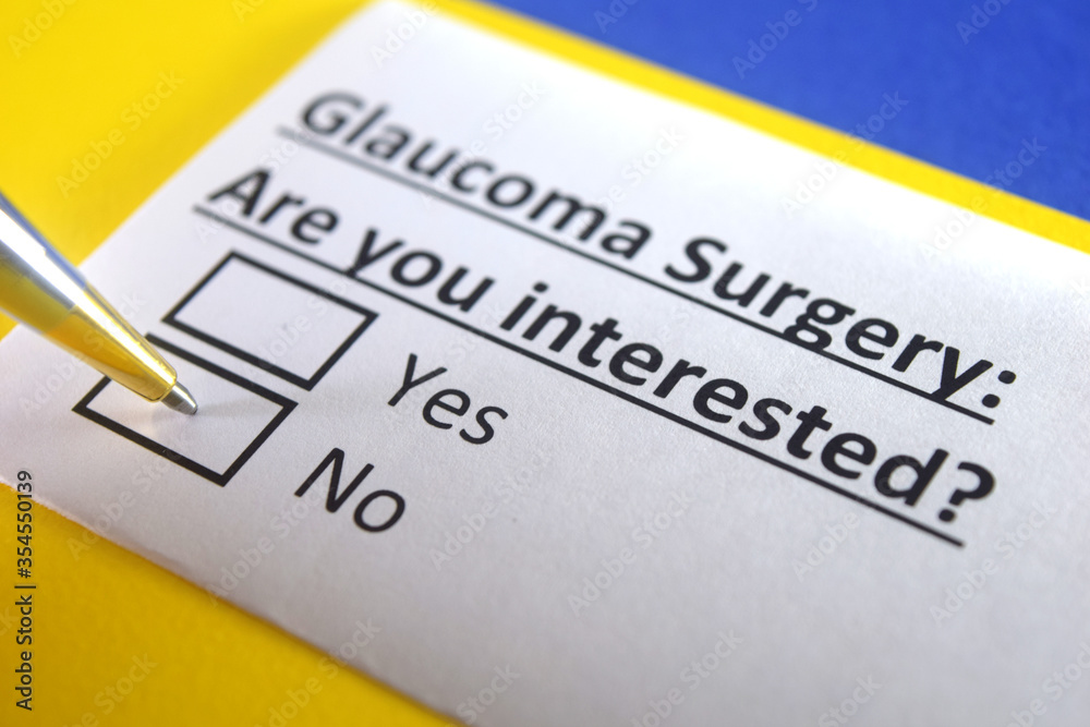 One person is answering question about glaucoma surgery. One person is answering question about glaucoma surgery.