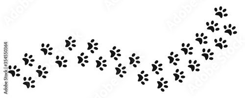 Track of cat dog tracks, footprint, design. Footprints of cat, turn right. Vector illustration.