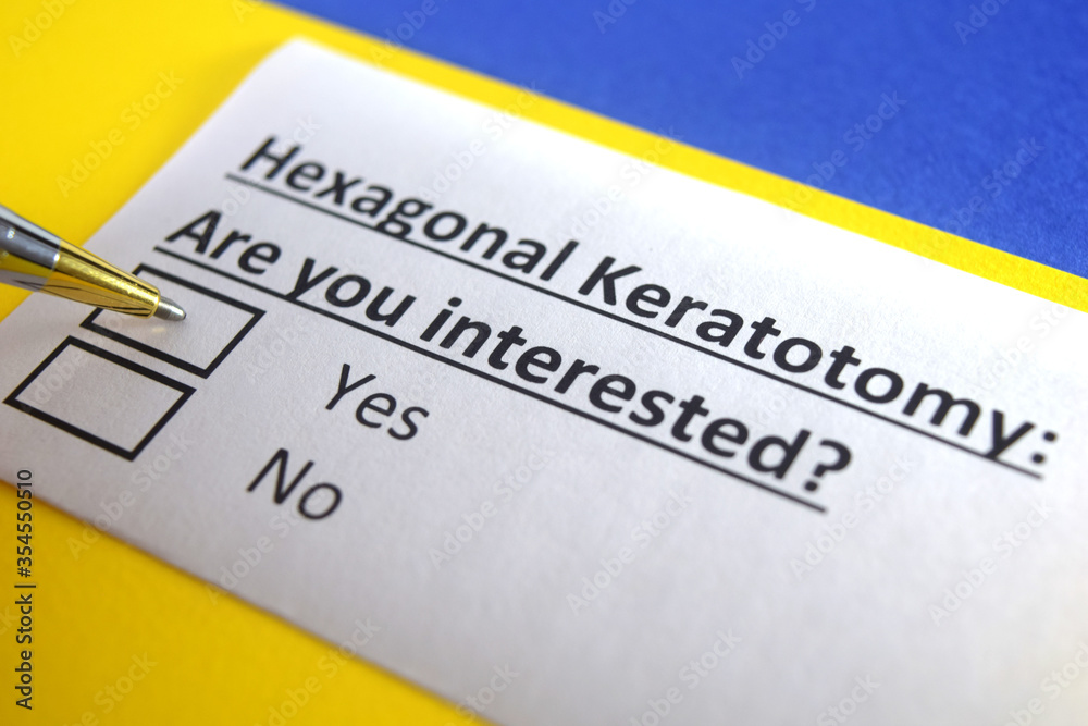 One person is answering question about hexagonal keratotomy. One person is answering question about hexagonal keratotomy.