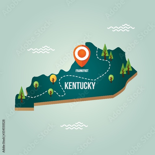Kentucky map with capital city