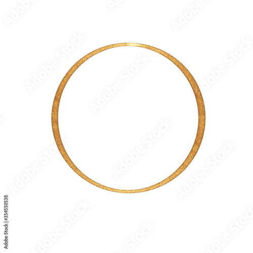Illustration of golden round frame isolated on white background.