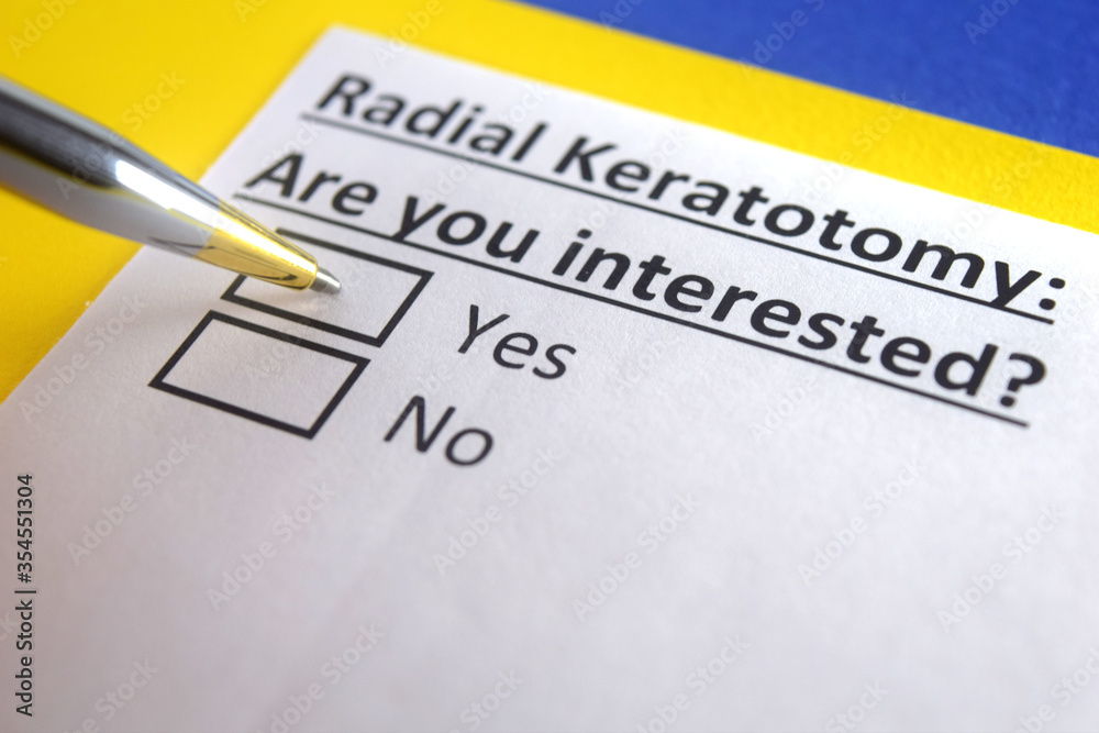 One person is answering question about radial keratotomy. One person is answering question about radial keratotomy.